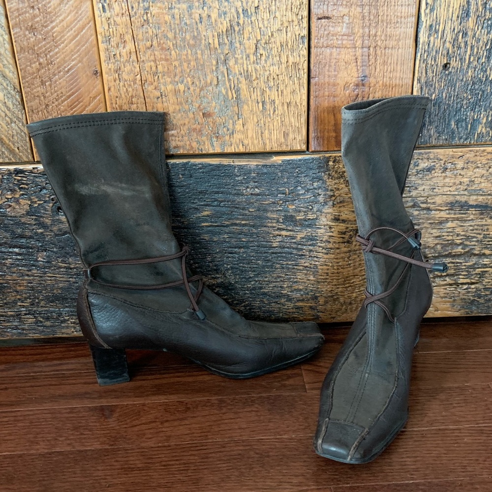 Brown heeled boots